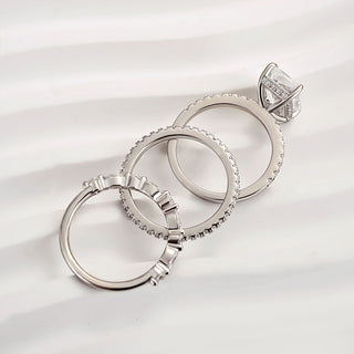 3.00CT  Radiant Cut Diamond Hidden Halo Pave Engagement Ring Set