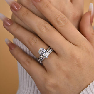 5.00CT Elongated Oval Cut Diamond Antique Engagement Ring Set