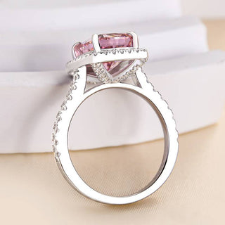 4.00 ct Pink Cushion Cut Diamond Hidden  Halo Pave Engagement Ring