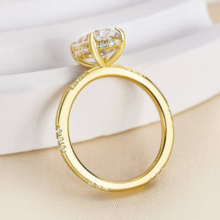 2.50 CT Oval Cut Diamond Hidden Halo Distance Pave Engagement Ring