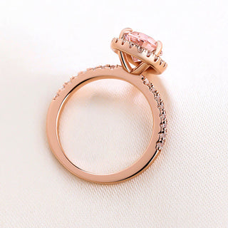 3.50CT Pink Pear Cut Diamond Halo Pave Engagement Ring