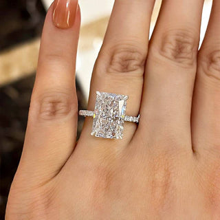 7.00CT Radiant Cut Diamond Hidden Halo pave Engagement Ring
