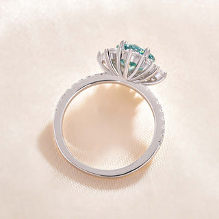2.00CT Light Green Round Diamond Cluster Halo Pave Engagement Ring