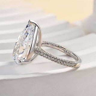 8.00CT Pear Cut Diamond Three Side Pave Engagement Ring