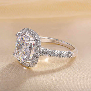 5.00CT Cushion Cut Diamond Halo Three Side Pave Engagement Ring