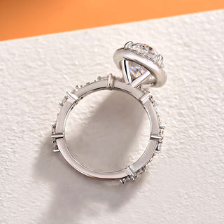 3.50CT Oval Cut Diamond Halo Pave Antique Engagement Ring