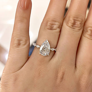 3.00ct Pear Cut Diamond Pave Engagement  Ring