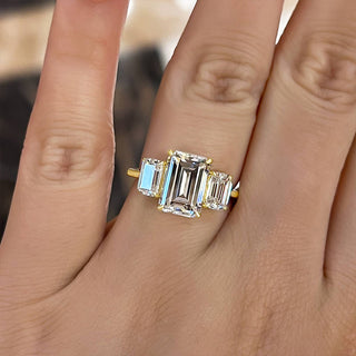 7.00CT Emerald Cut Diamond Three Stone Engagement Ring