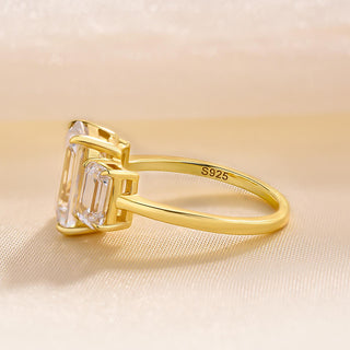 7.00CT Emerald Cut Diamond Three Stone Engagement Ring