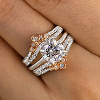 3.50CT Round Cut Diamond Antique Engagement Ring Set