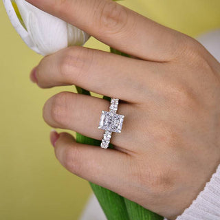 3.00CT Radiant Cut Diamond Hidden Halo Pave Engagement Ring