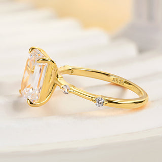 3.00ct Emerald Cut Diamond Distance Pave Engagement Ring