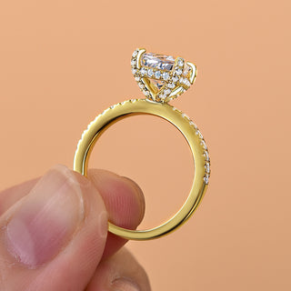 1.50CT Cushion Cut Hidden Halo Pave Engagement Ring