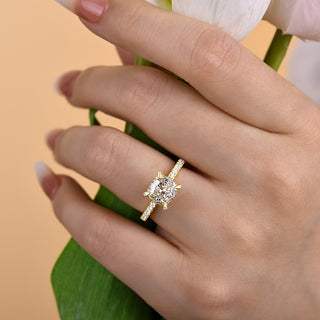 3.00ct Cushion Cut Diamond Hidden Halo Pave Engagement Ring