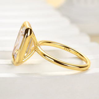 5.5CT Emerald Cut Diamond Bezel Solitaire Engagement Ring