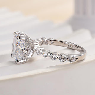 4.00CT Radiant Cut Diamond Hidden Halo Pave Engagement Ring