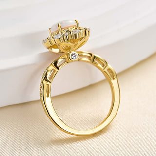 1.50 ct Opal Oval Cut Gems Stone Cluster Engagement Ring