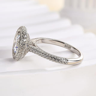 3.00CT Round Cut Diamond Bezel Hidden Halo Pave Engagement Ring