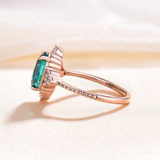2.00CT Green Oval Cut Diamond Cluster Engagement Ring