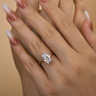 3.50ct Oval Diamond Hidden Halo Solitaire Engagement Ring