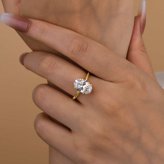 3.50ct Oval Diamond Hidden Halo Solitaire Engagement Ring