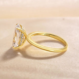 5.00CT Elongated Oval Cut Diamond Hidden Halo Engagement Ring