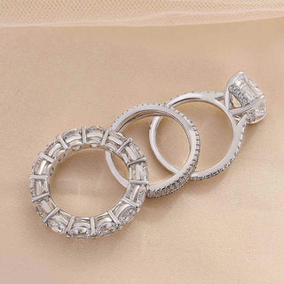 3.00CT Cushion Cut Diamond Hidden Halo Pave Bridal Ring Set
