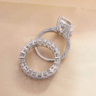 3.50CT Elongated  Cushion Cut Hidden Halo Three Side Pave Engagement Ring