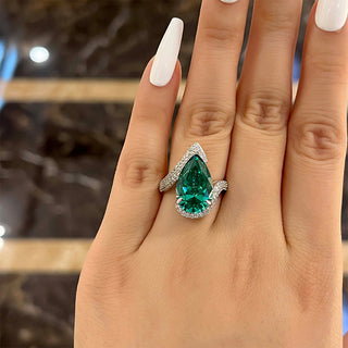 3.00CT Green Pear Cut Diamond Tension Set Antique Engagement Ring