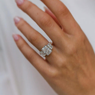 5.00CT Radiant Cut Diamond Three Stone Antique Engagement Ring