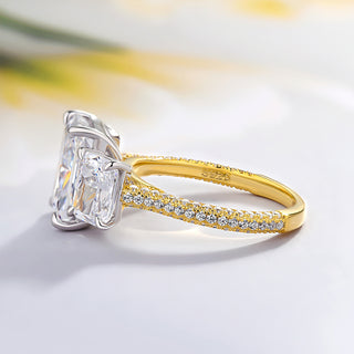 5.00CT Radiant Cut Diamond Three Stone Antique Engagement Ring