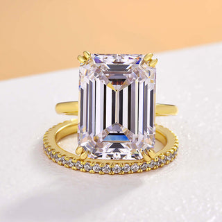 7.00CT Emerald Cut Diamond Solitaire Wedding Ring Set