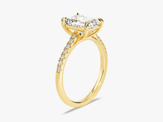 Luxurious 2 CT Emerald Cut Moissanite Ring with Pavé Accents