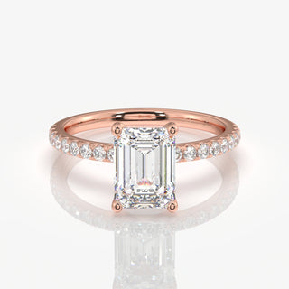 5.00CT Emerald Cut Diamond Pave Engagement Ring