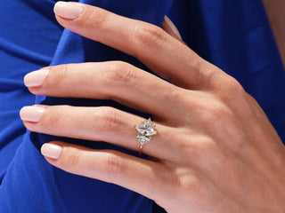 Timeless 1.00CT marquise moissanite cluster engagement ring with elegant diamond accents