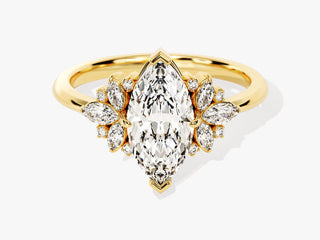 Marquise Moissanite Diamond Cluster Engagement Ring with sparkling center stone and surrounding cluster accents for modern bridal elegance