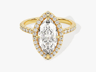 Luxury Marquise Moissanite Diamond Halo Engagement Ring