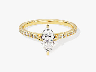 Elegant marquise moissanite ring featuring 2.0 CT center stone and sparkling pavé accents