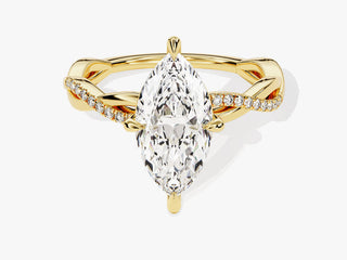 Marquise Moissanite Diamond Twisted Pave Engagement Ring