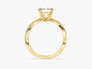 Modern Romance: Emerald Moissanite Twisted Pavé Engagement Ring 