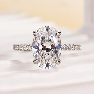 4.00ct Oval Cut Diamond Hidden Halo Pave Engagement Ring