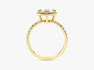 Statement Marquise-Cut Moissanite Ring with Halo and Micro Pave Diamonds for Maximum Brilliance