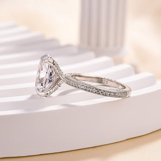 3.00CT Oval Cut  Hidden Halo Pave Engagement Ring
