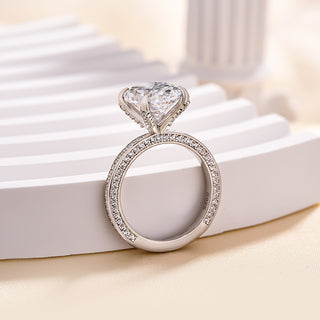 3.00CT Oval Cut  Hidden Halo Pave Engagement Ring