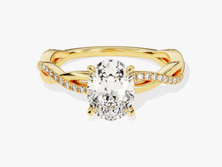 Oval Moissanite Diamond Twisted Pavé Engagement Ring 