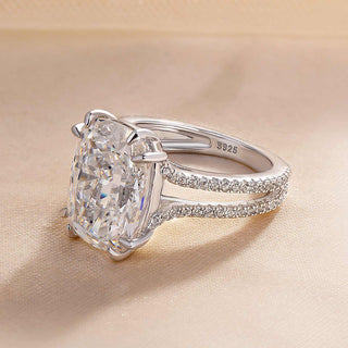 5.00CT Elongated Cushion Cut Split Shank Engagement Ring