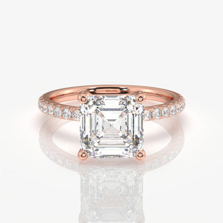 3.00CT Asscher Cut Diamond Pave Engagement Ring