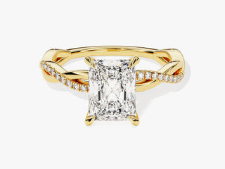 2.00CT Radiant Moissanite Engagement Ring with twisted pavé diamond band