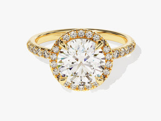 Luxury round moissanite diamond halo ring, perfect for proposals