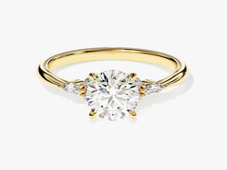 Round Moissanite Diamond Cluster Engagement Ring with sparkling center and surrounding cluster accents for elegant bridal style